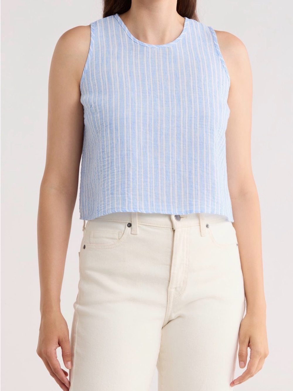 Renee C. Striped Cotton Sleeveless Tank Top